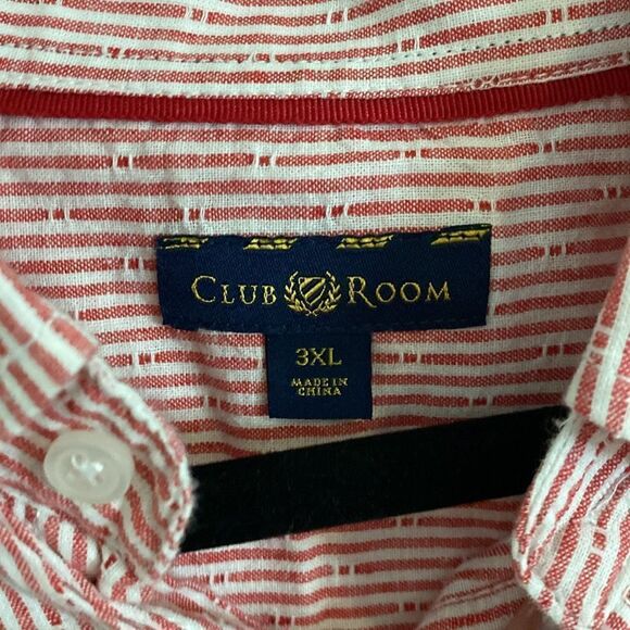 Club Room- Soft red striped linen button down -3XL - Picture 4 of 6